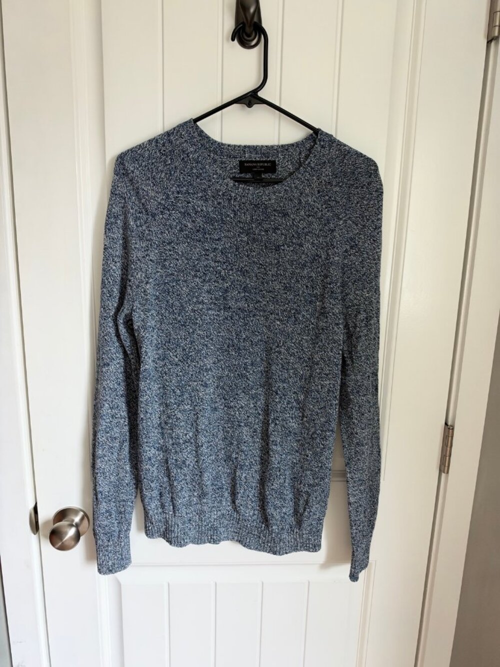 Banana Republic Mens Blue Marled Crewneck Sweater M Cotton Linen Knit
